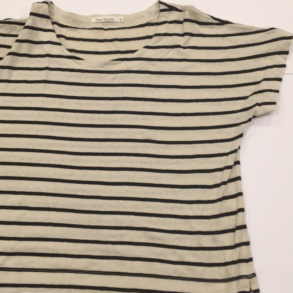 Two Danes Linen & Cotton Boxy Striped Sweater. XL